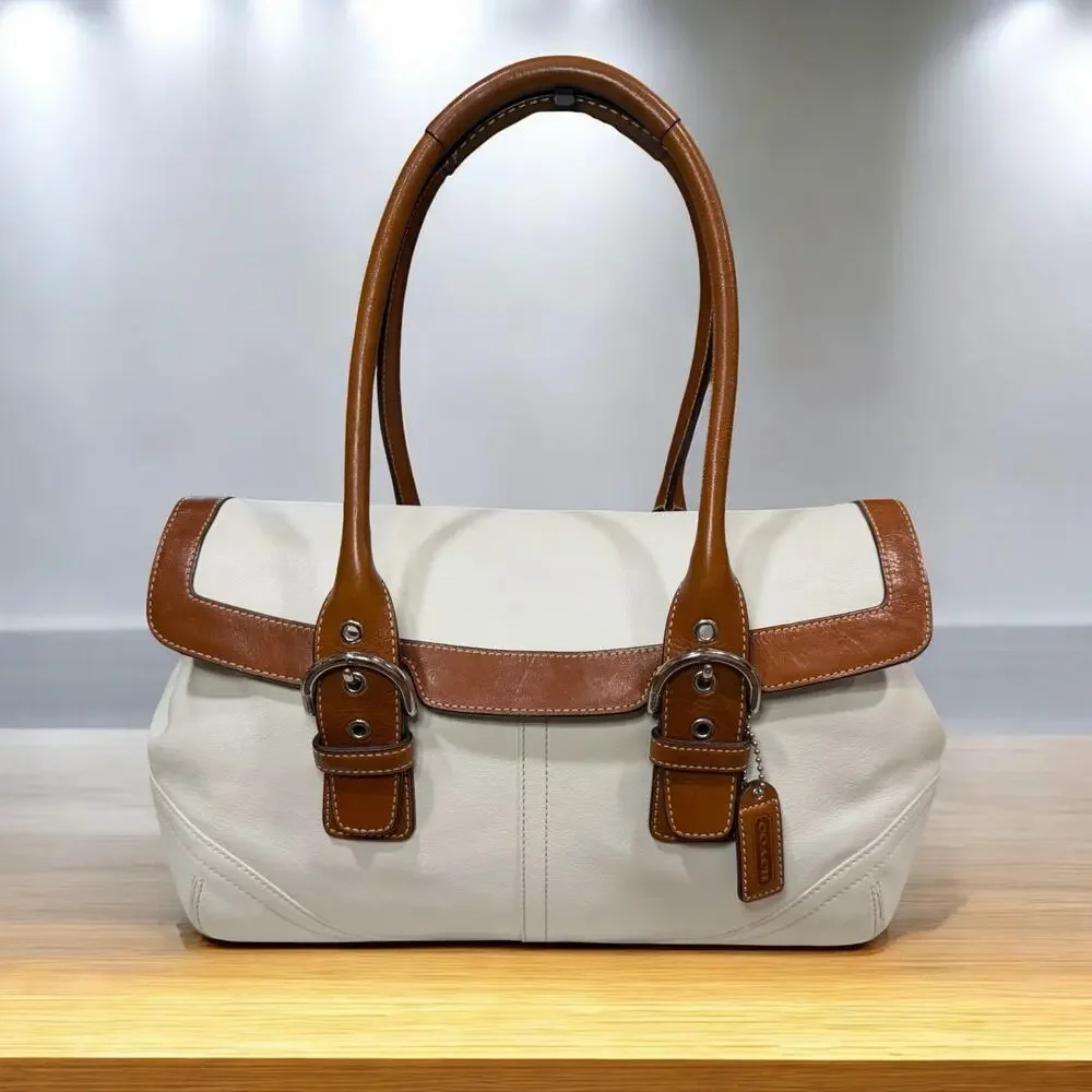 Vintage Coach 9636 Soho Leather Flap Satchel Bag & 7734 Large Leather Wristlet
